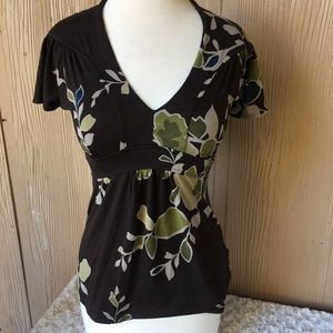 Banana Republic top shirt brown floral size xs